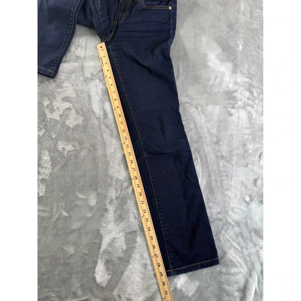 Tory Burch Straight Leg Jeans Women Size 25 Dark Wash Blue Denim Gold Hardware